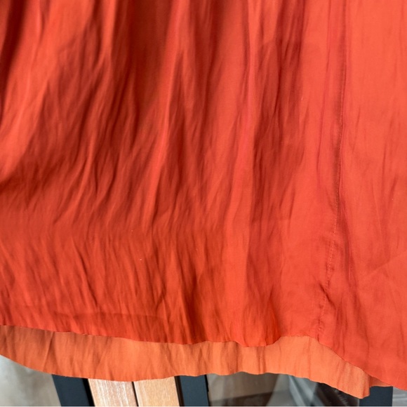 Ulla Johnson Aimee top blouse ruffle short sleeve clay rust satin tie front - Picture 8 of 12